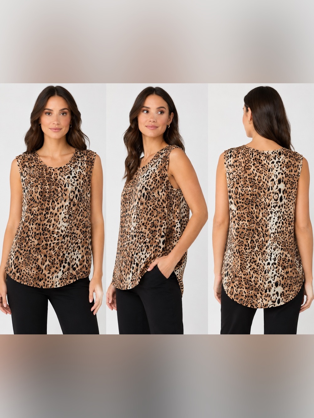 Joie Women’s 100% Silk Leopard Print Sleeveless Blouse Top Hi Low Hem Size M